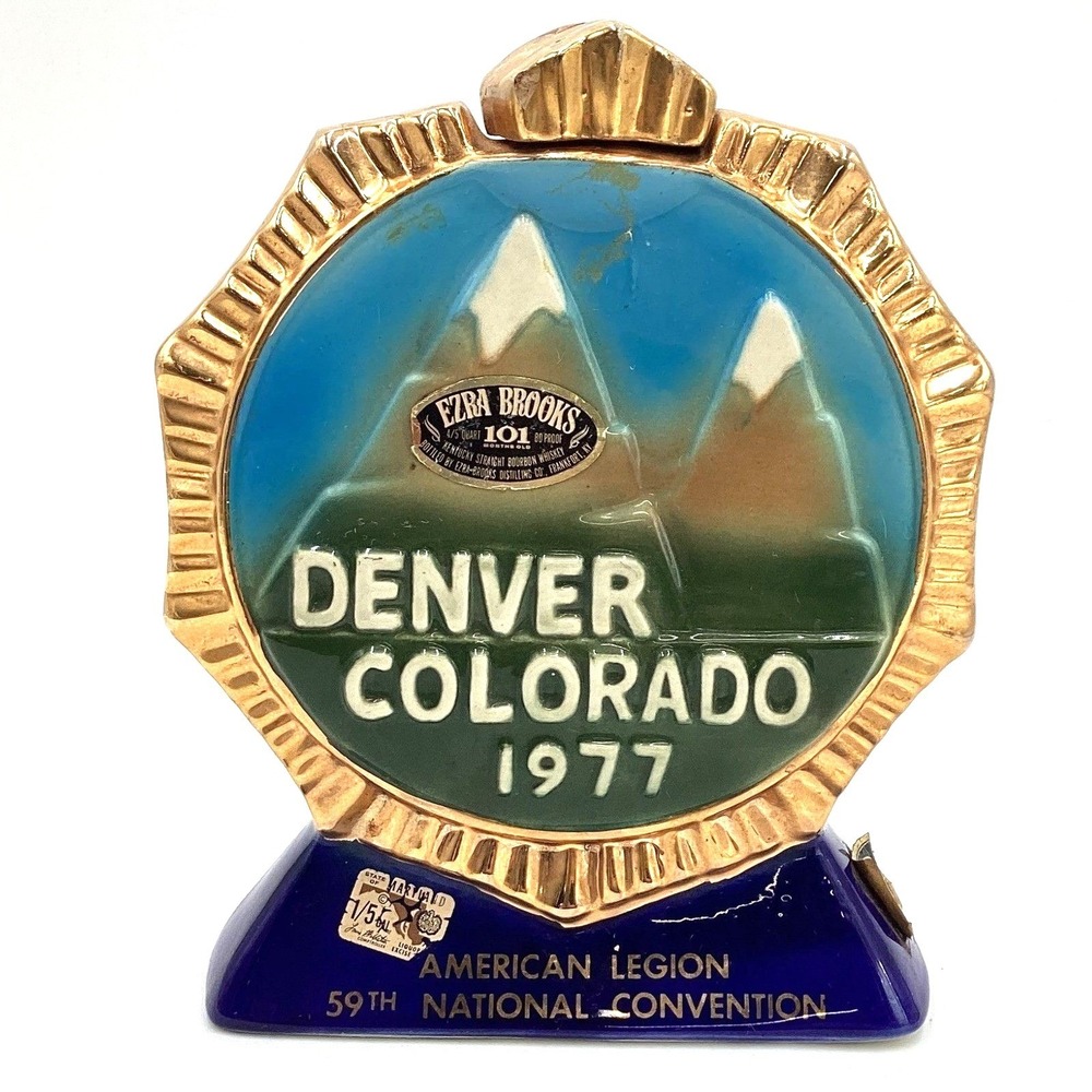 1977 Ezra‎ Brooks American Legion Decanter - Denver Colorado. 24k Gold Decor